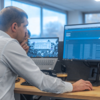 Programmer Working, Looking At Computer In IT Office.